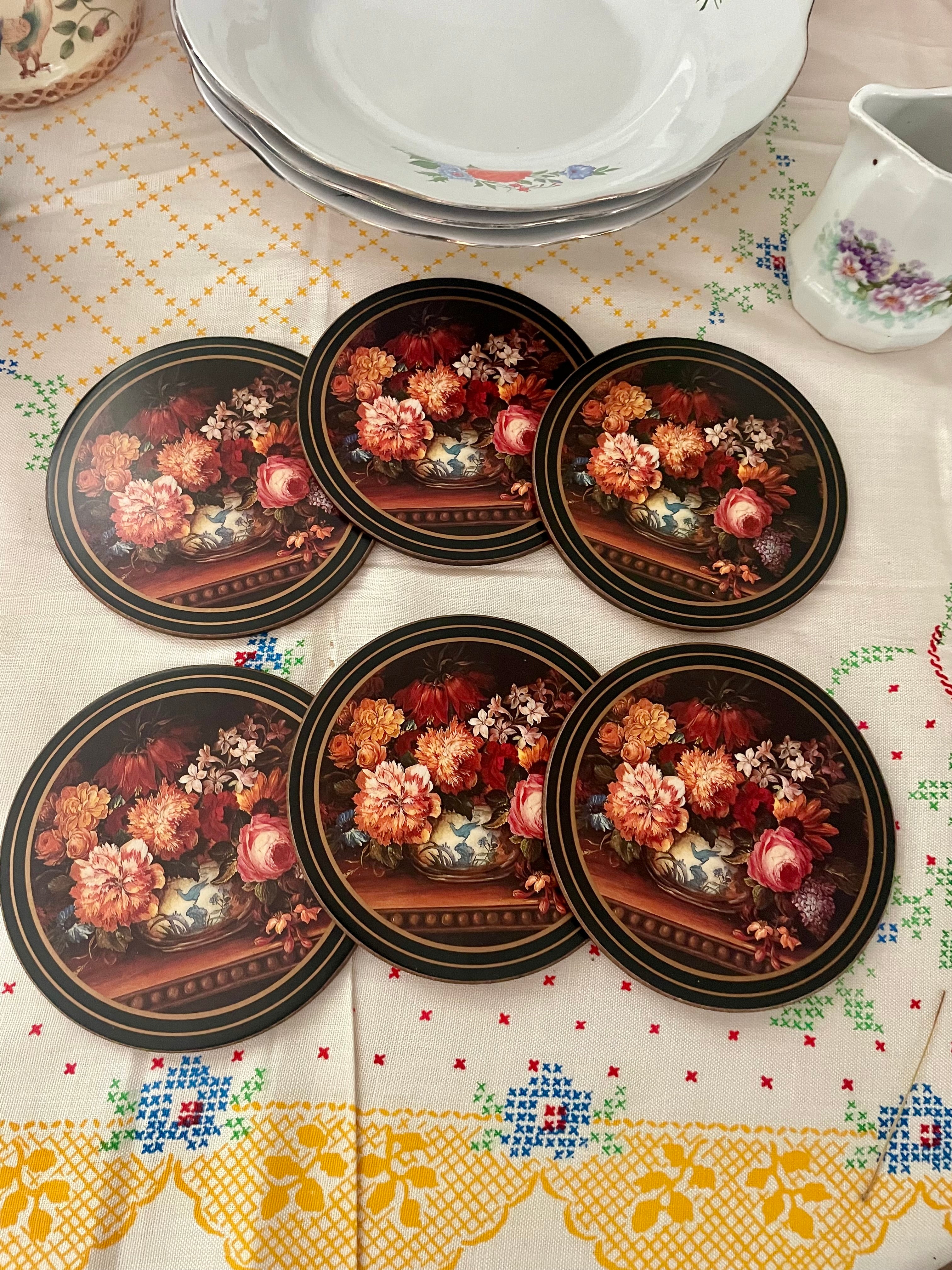 Vintage Pimpernel “Flemish Flowers” ROUND Drink Coasters