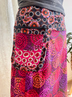 Bold Print Adjustable Wrap Skirt with Pocket - Pink
