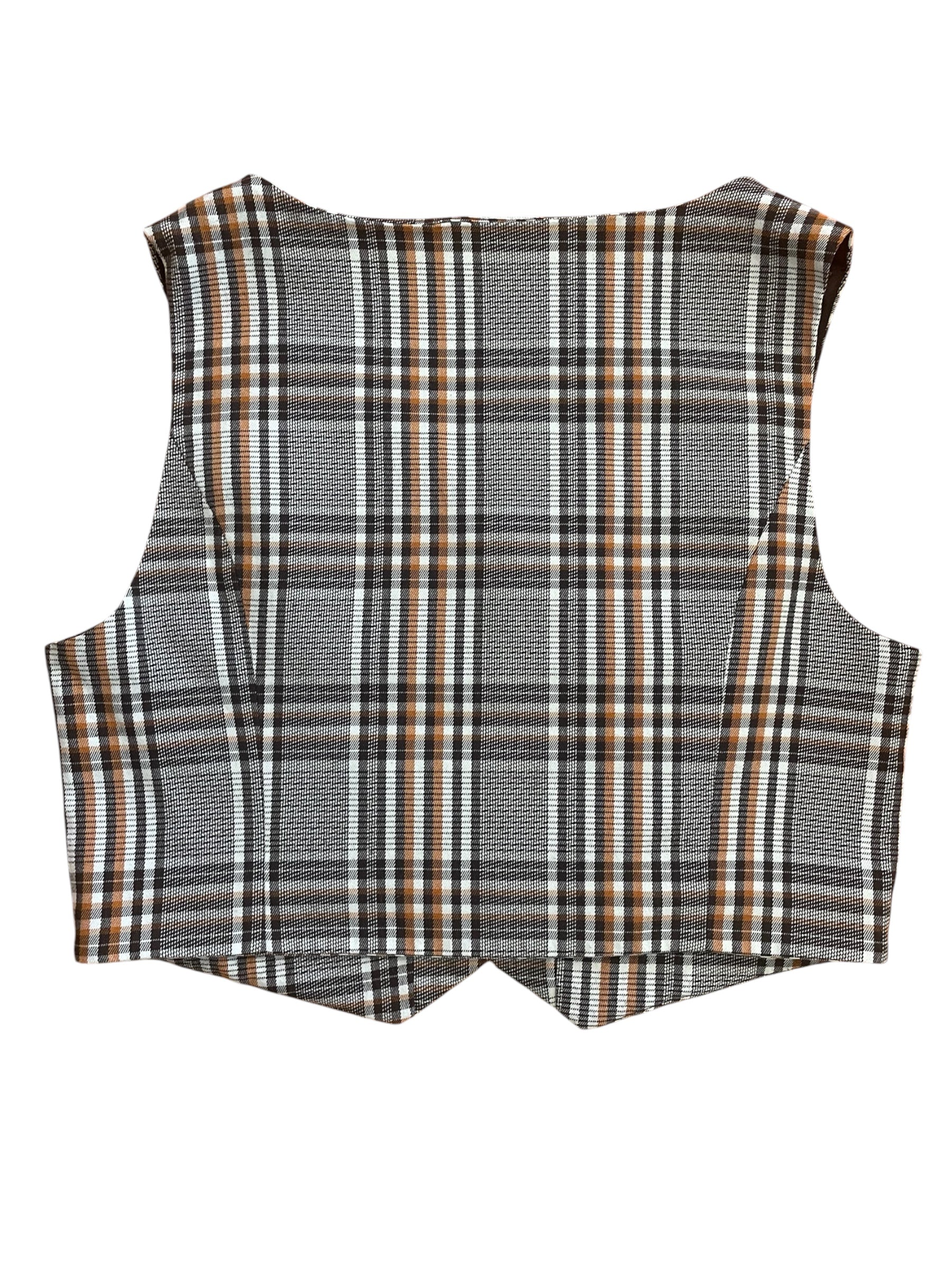 Brown & Orange Plaid Tailored Style Vest