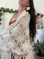 PL cream crochet vintage shawl