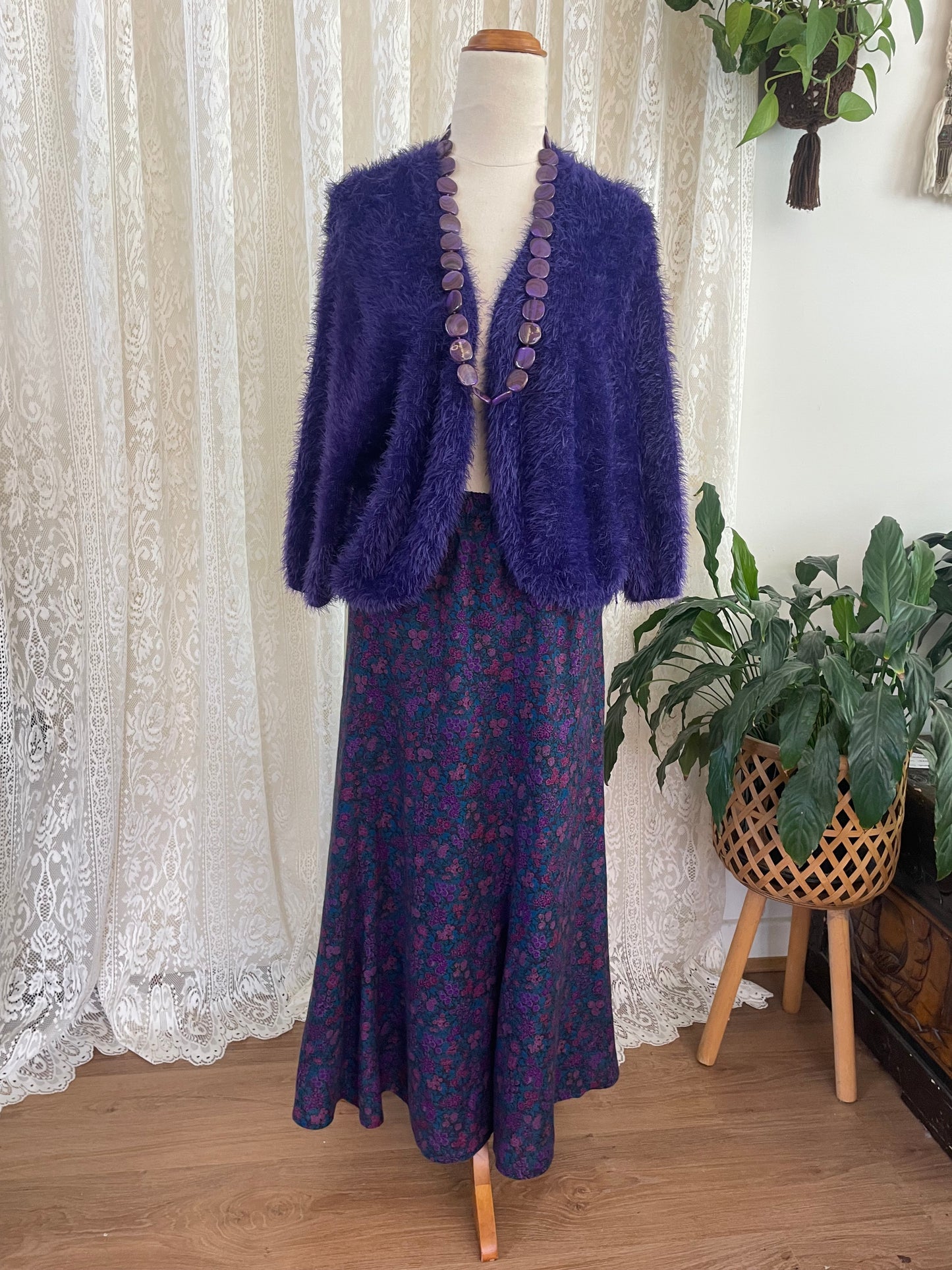 Purple Fluffy 1/2 sleeve Cropped Bolero