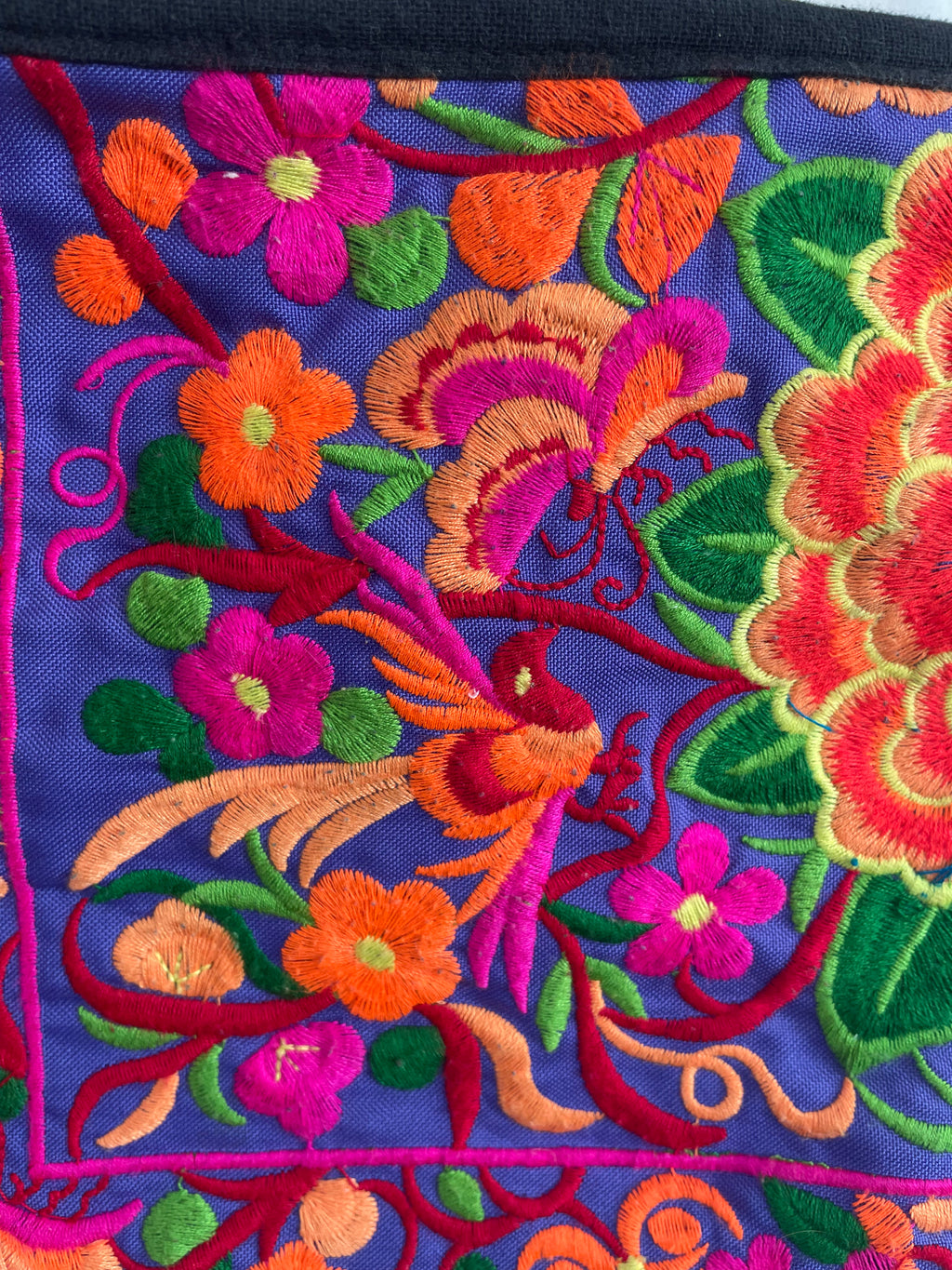 Vibrant Floral Embroidered Small Crossbody Bag
