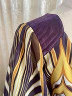 Art Nouveau 70s Style Abstract Print Chiffon Maxi Dress – Empire Waist Flutter Sleeve - Sz