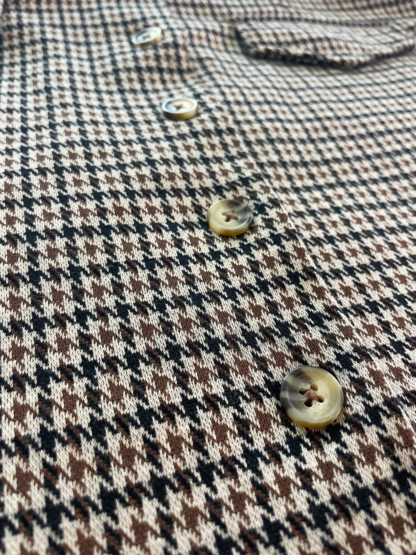 Houndstooth Pattern Button front Stretch Mini Skirt