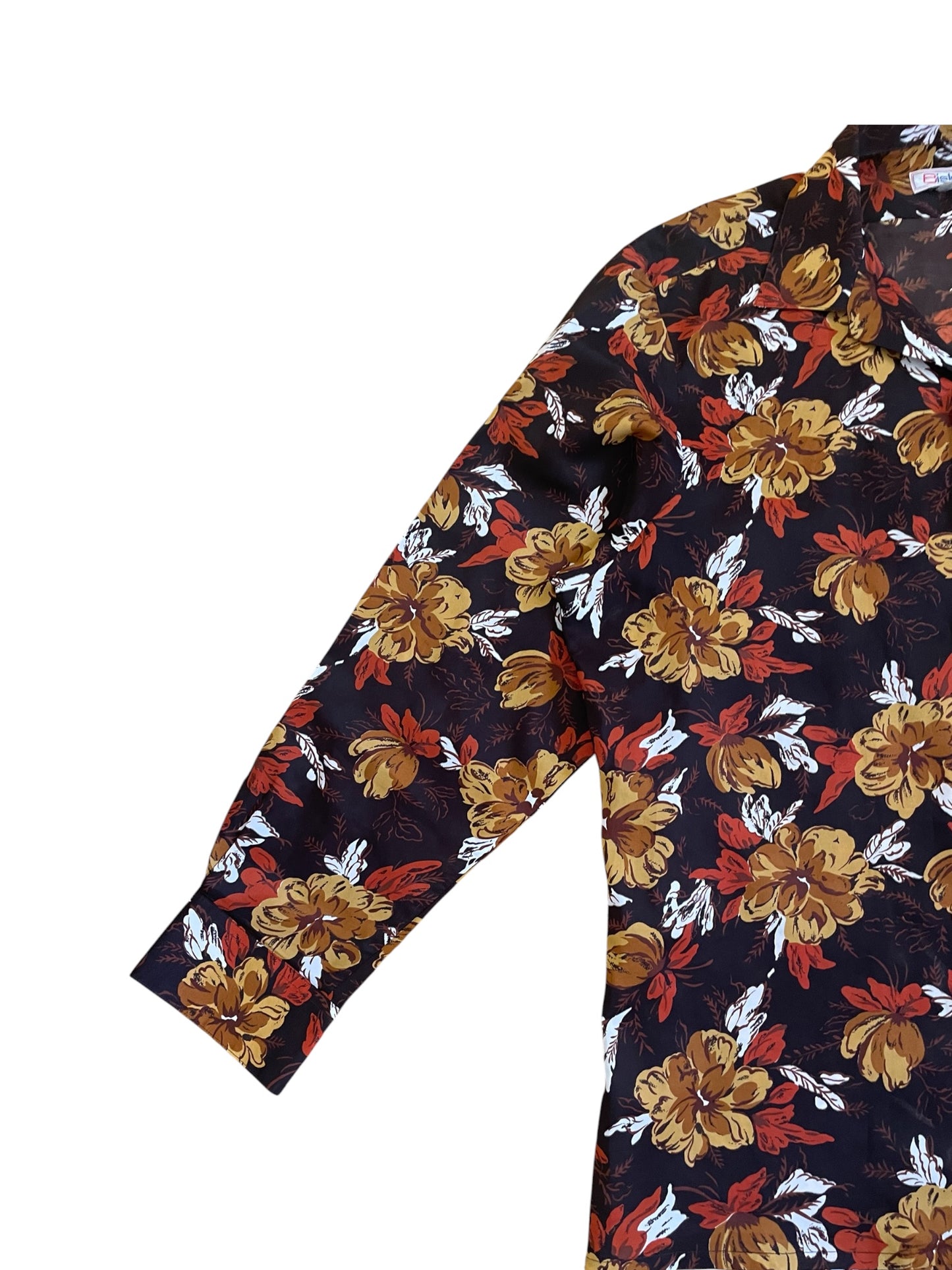Vintage Warm Tone Floral Long Sleeve Blouse