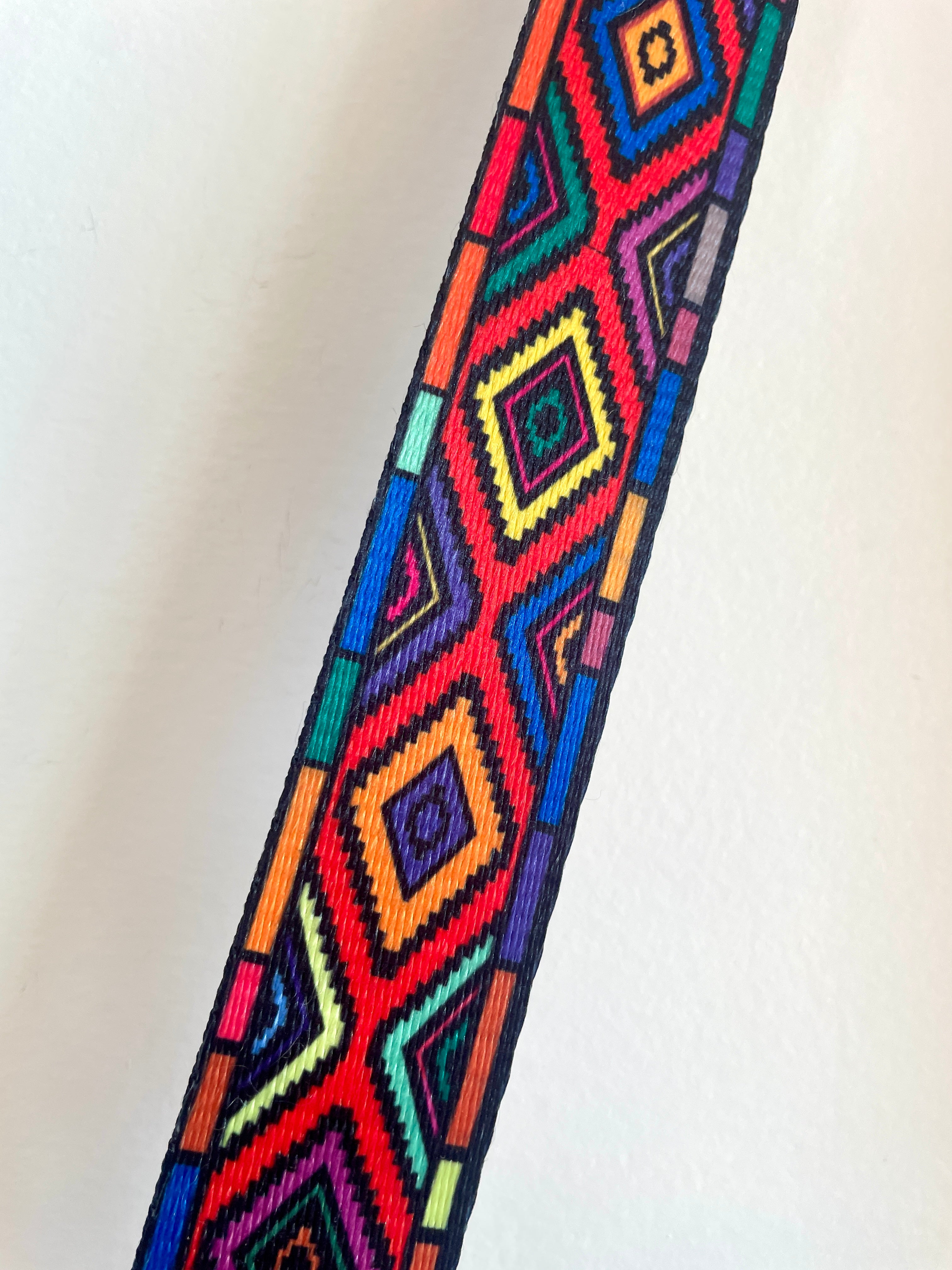 Boho Crossbody Bag w/ Thick Geometric Strap & Tassels