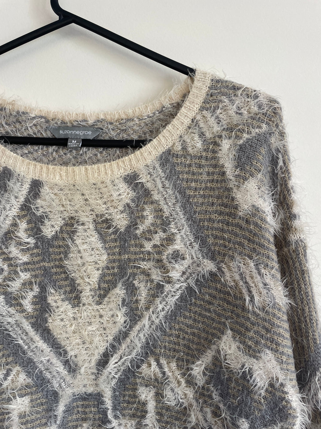 Geometric Textured Knit Grey Tonal Jumper