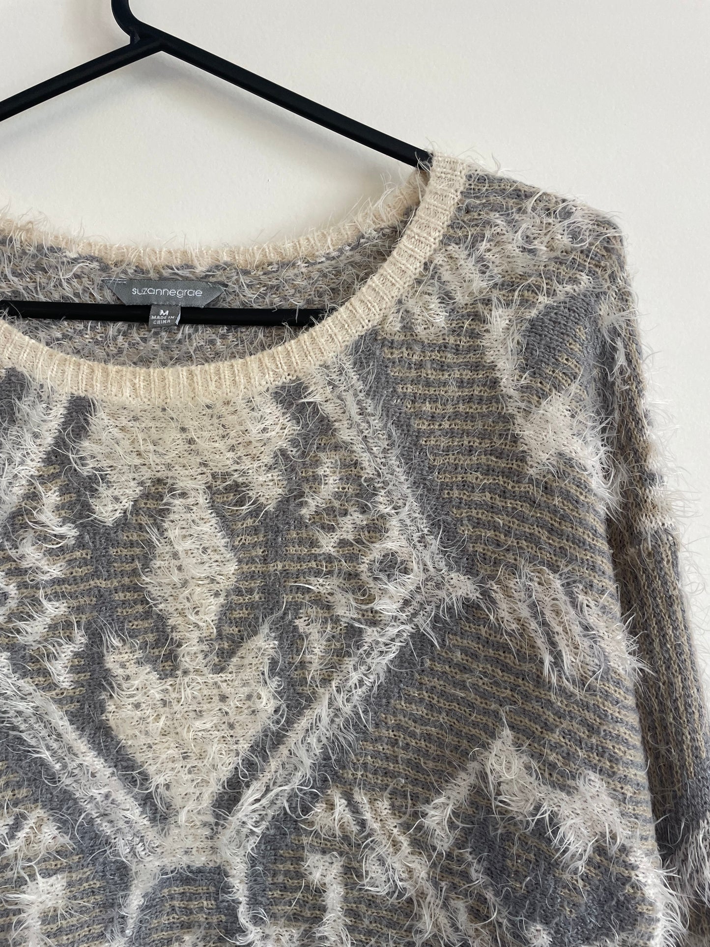 Geometric Textured Knit Grey Tonal Jumper