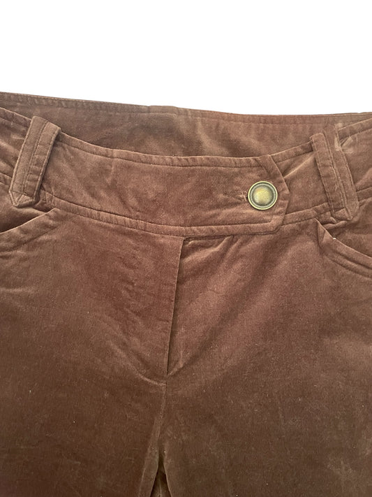 Chocolate Brown Wide Leg Velvet Feel Trousers