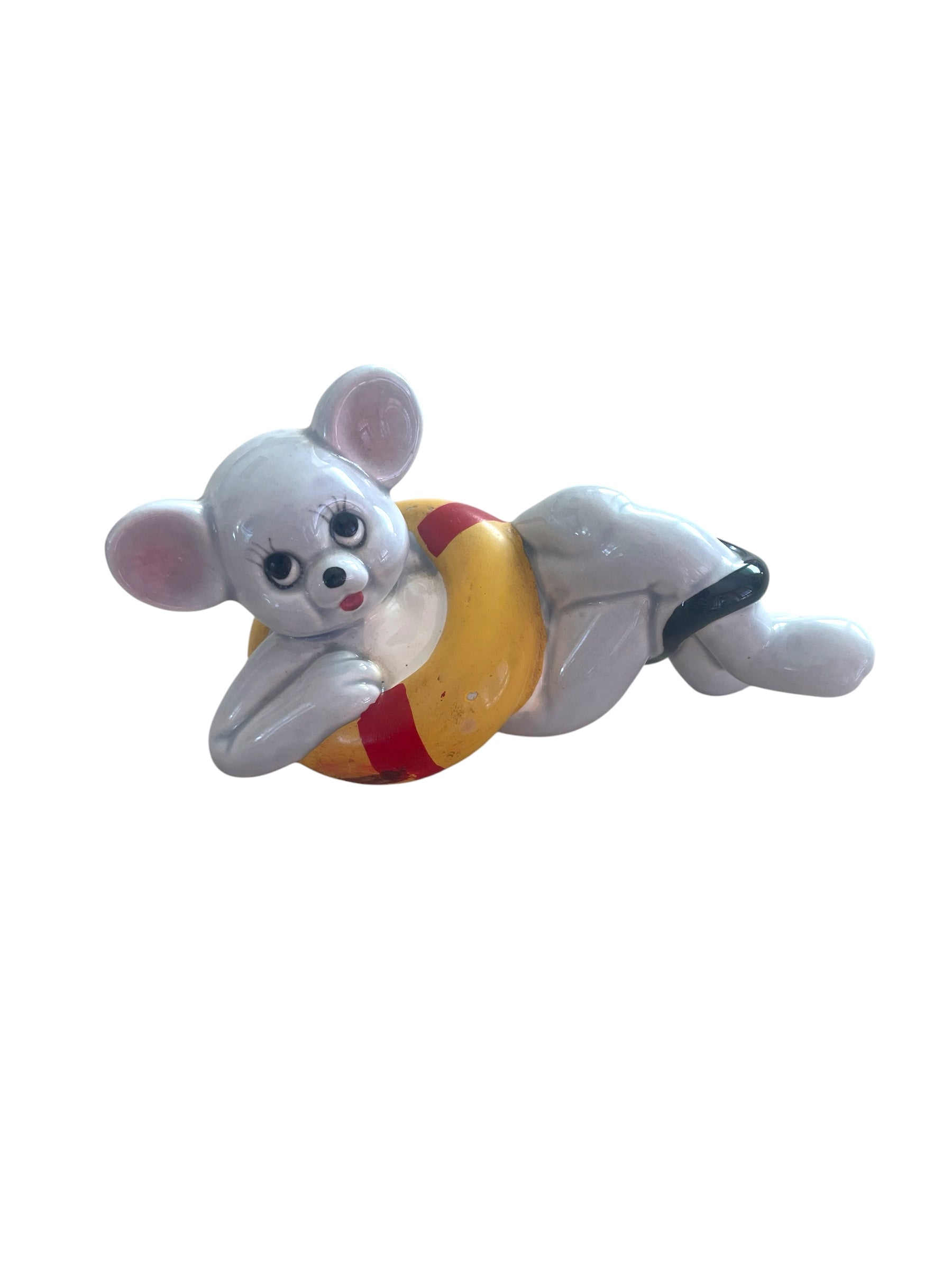 Bathing Beauty Vintage Ceramic Mouse with Life Preserver