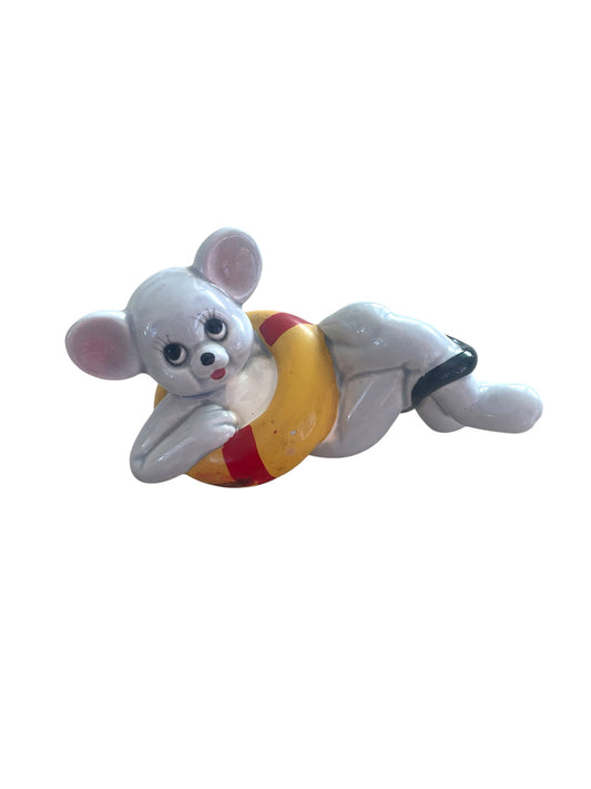Bathing Beauty Vintage Ceramic Mouse with Life Preserver