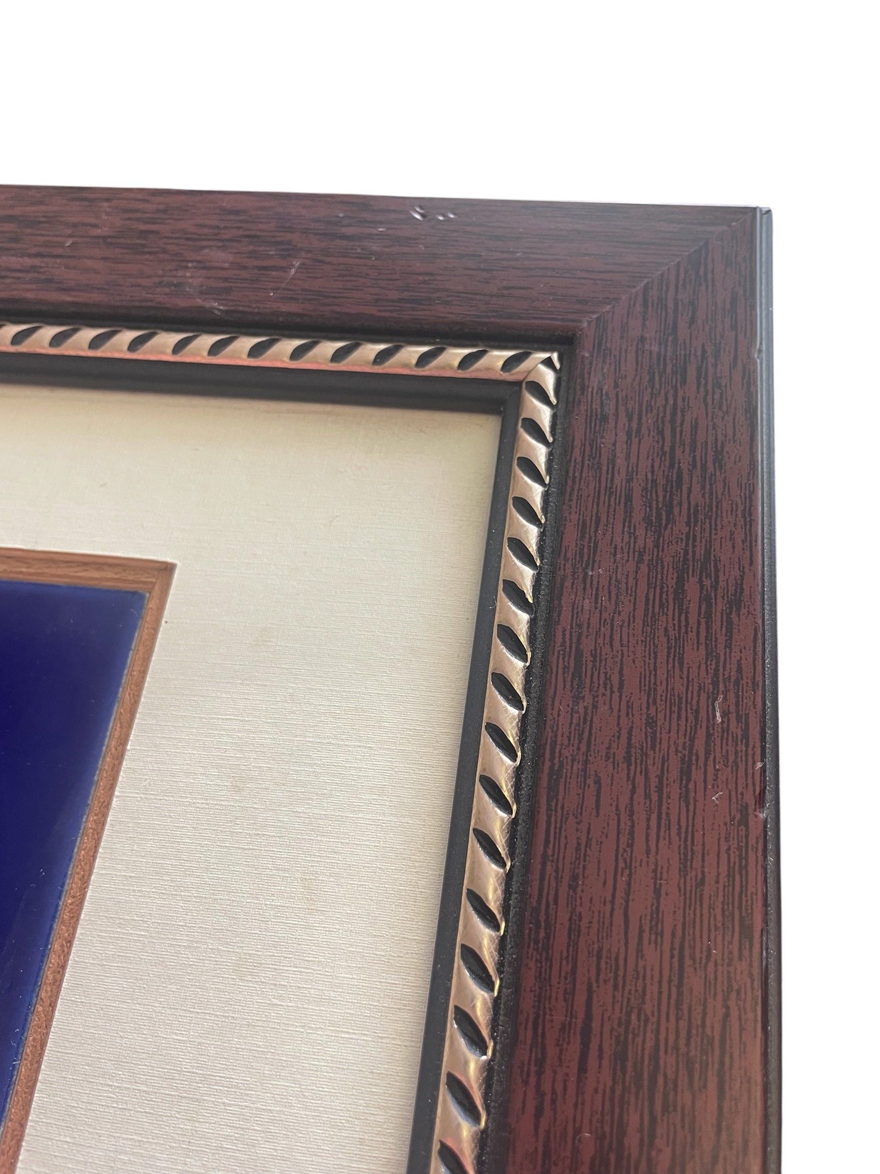 Handpainted Sunflower Vintage Ceramic Tile in Frame