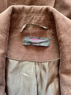 New Look Chocolate Brown Corduroy Jacket Single Button Ribbed Suit Coat 90s Minimalist Style Size 16