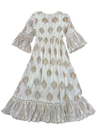 White with Gold Thread Paisley Print Angel Dress