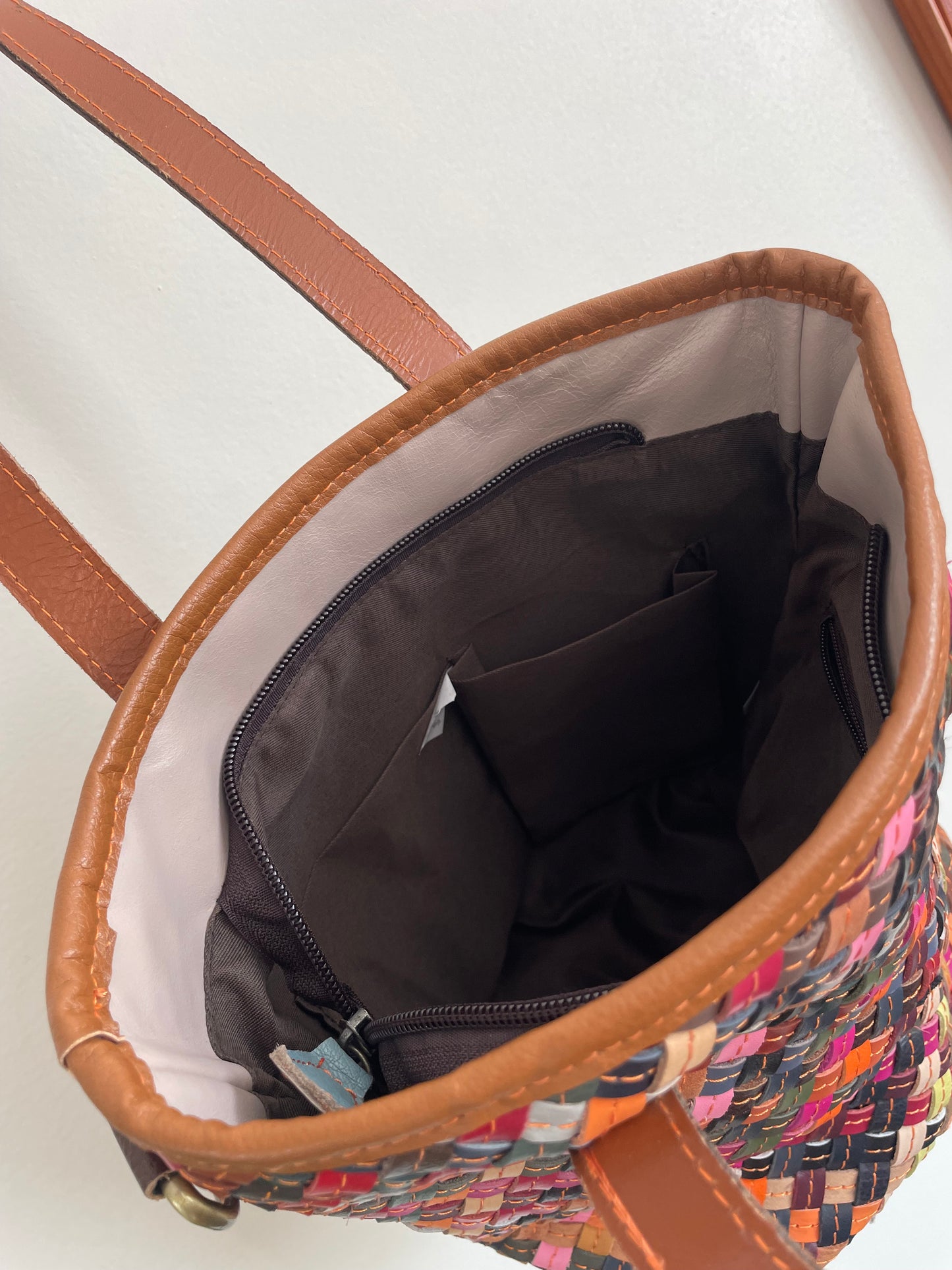 Woven Leather Patchwork Handbag