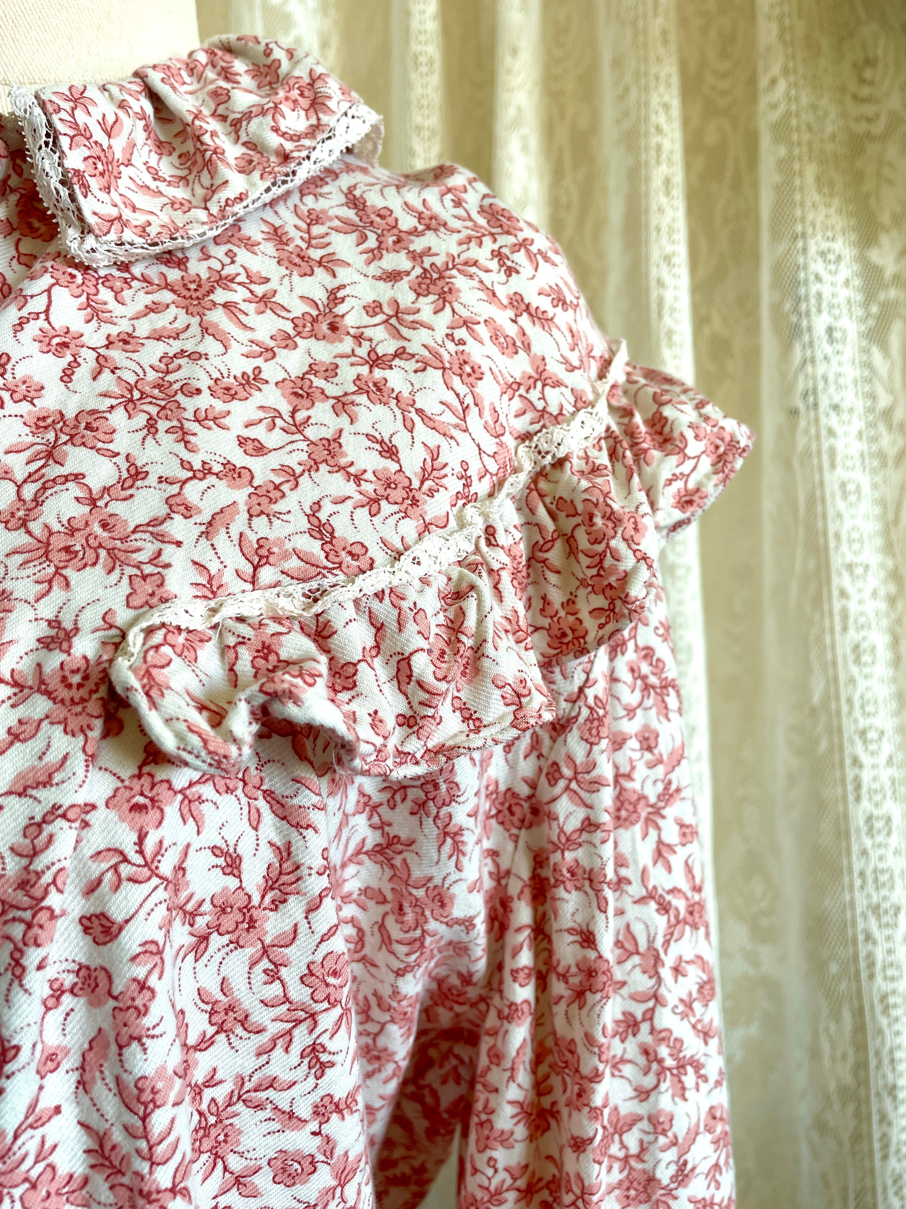 Vintage Italian Il camiciaio del Re Romantic Ditsy Floral Ruffle Top Sz 10