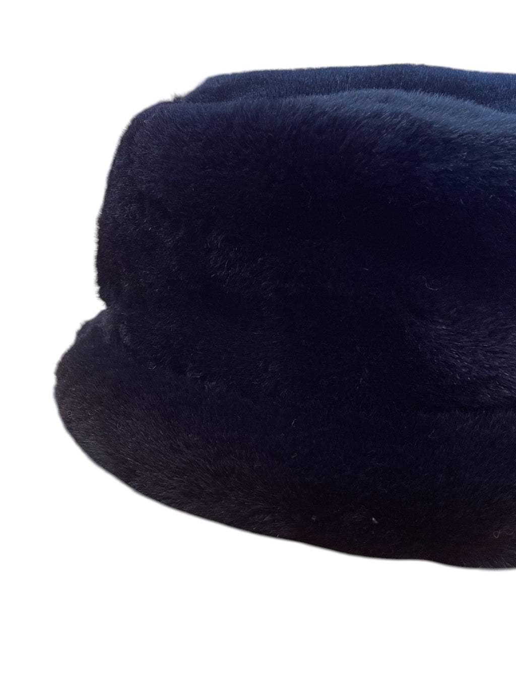 Y2K Black Faux Fur small Brimmed hat
