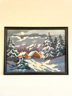 Vintage Framed Tapestry/Needlepoint - Snow Covered Trees