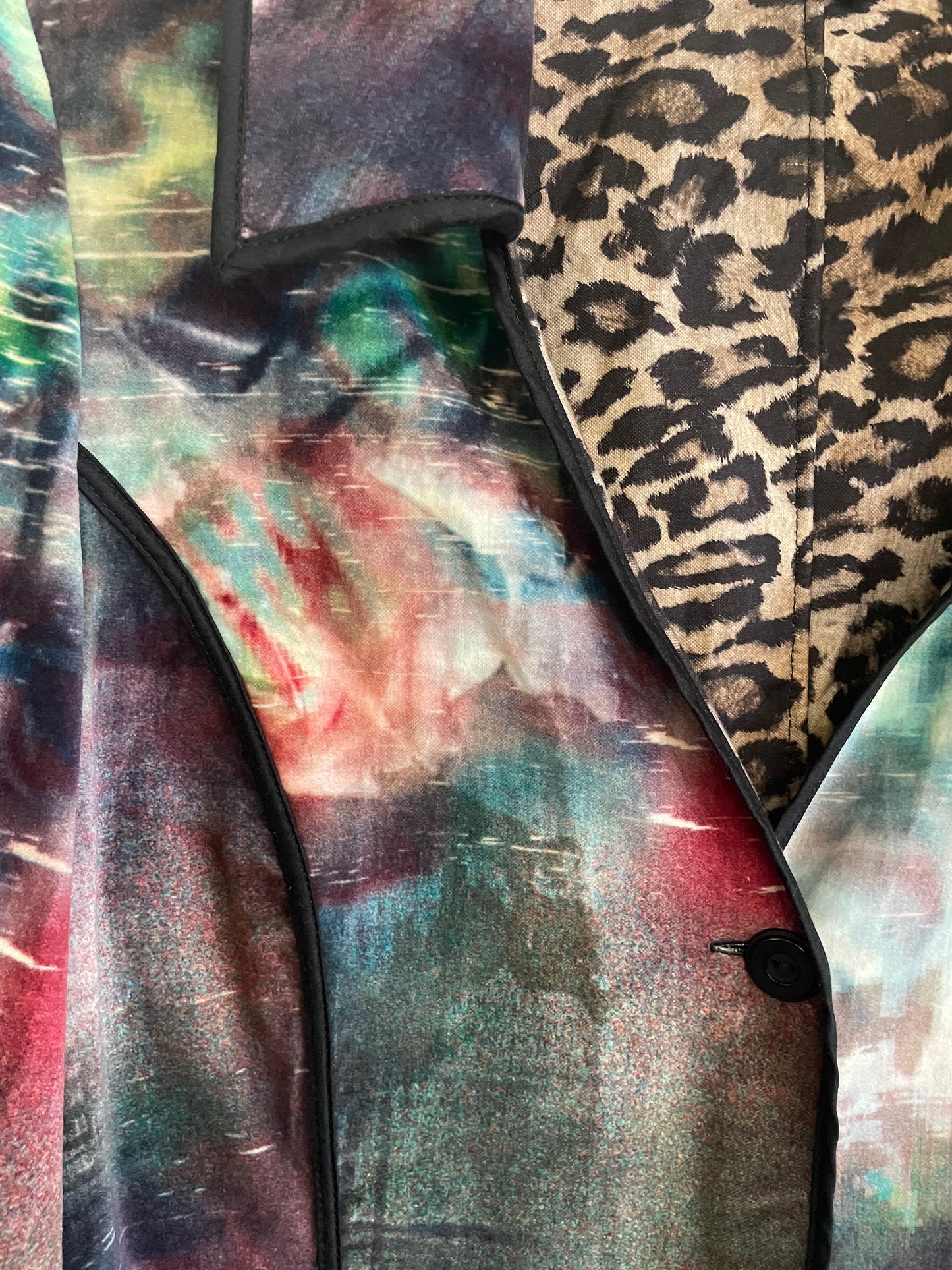 Velveteen Multicoloured Jacket with Leopard Print Lining