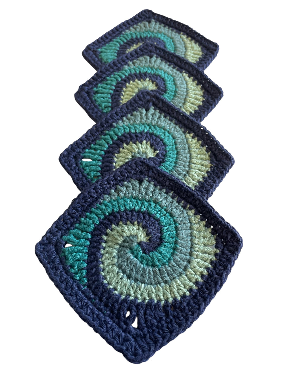Crochet coasters Set of 4 - Blue Swirl