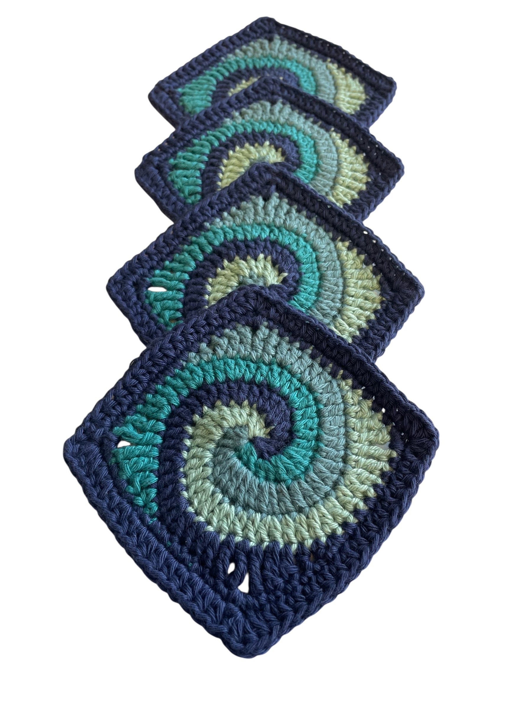 Crochet coasters Set of 4 - Blue Swirl