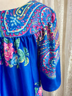 Vintage 1970s Blue Granada New York House Dress with Pockets