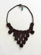Vintage Y2K Boho Macrame Statement Necklace - Turquoise Howlite Bib Choker