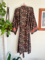 Tree Of Life Floral Wrap Kimono Dress / Robe