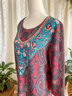 Boho Style Paisley Print Midi Dress