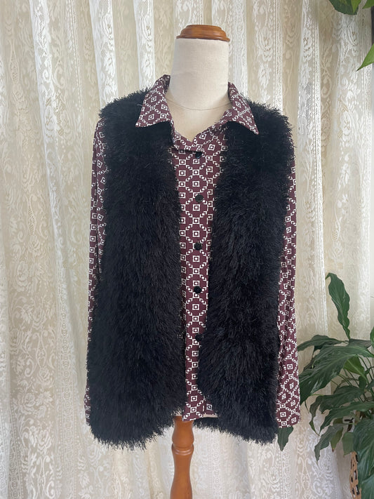 Black Faux Fur Vest Sz 14