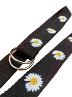 Black & White Daisy Woven Cotton Belt