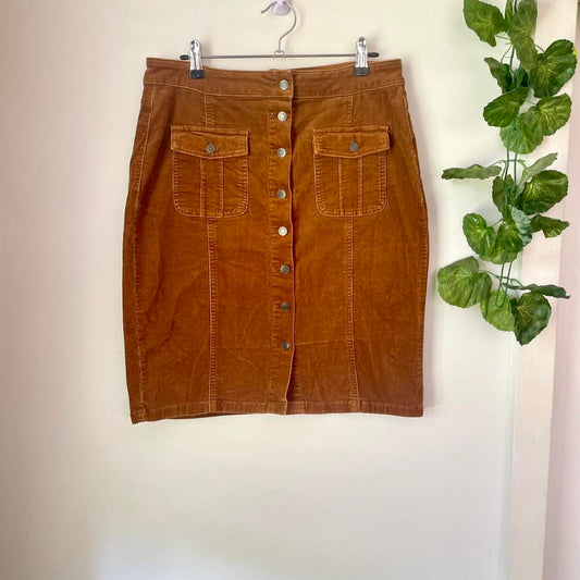 Preloved - “ROCKMANS” Brown Cord Skirt
