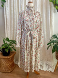 Vintage Alexon Sportset British Prairie Dress – High Neck Ruffle Floral Midi - Sz 12