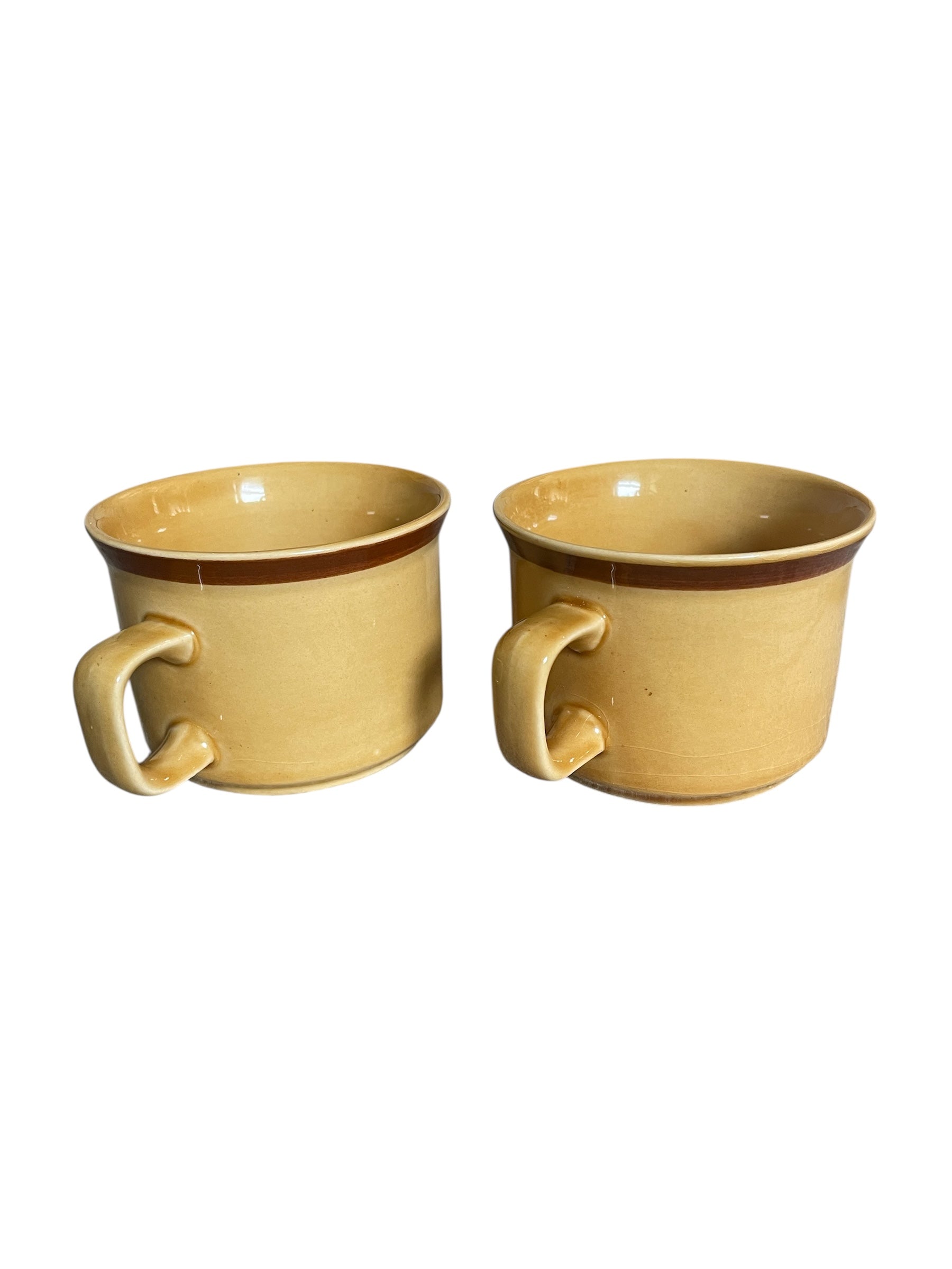 Set of 2 Vintage Ginger Stoneware Coffee Cups