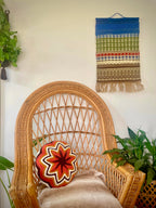 Vintage Handwoven Scandinavian Wall Hanging: Krokbragd Folk Art Weaving