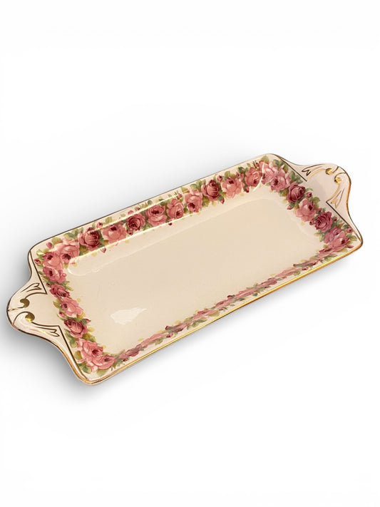 Vintage Royal Doulton “Ruby Rose” Sandwich platter/trinket dish