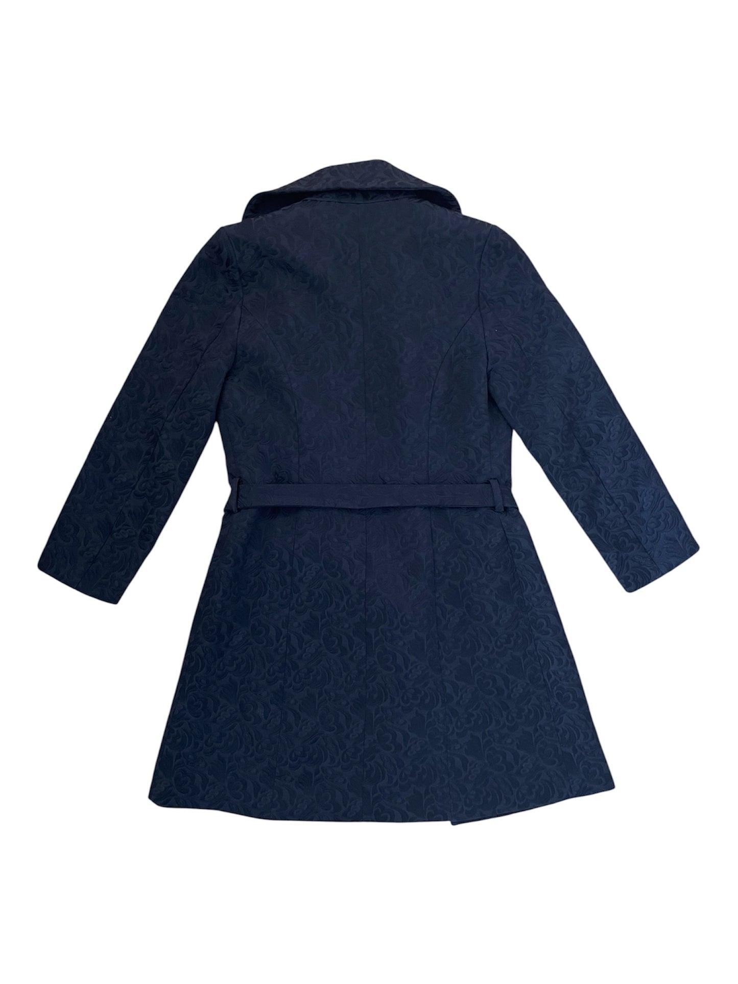 Black Jacquard Belted Coat