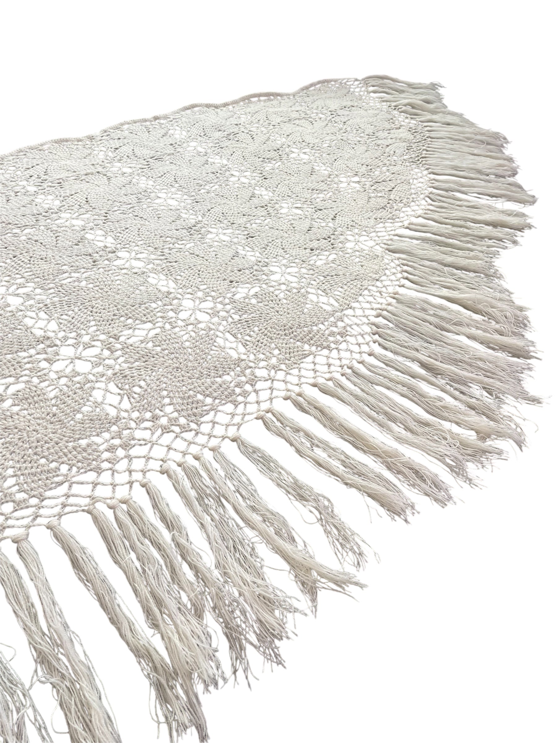 PL cream crochet vintage shawl