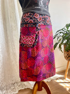 Bold Print Adjustable Wrap Skirt with Pocket - Pink