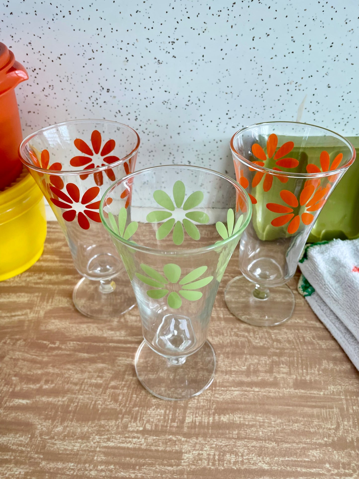 Trio of Retro Stemmed Glasses
