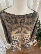 Tiger print poncho with fringe