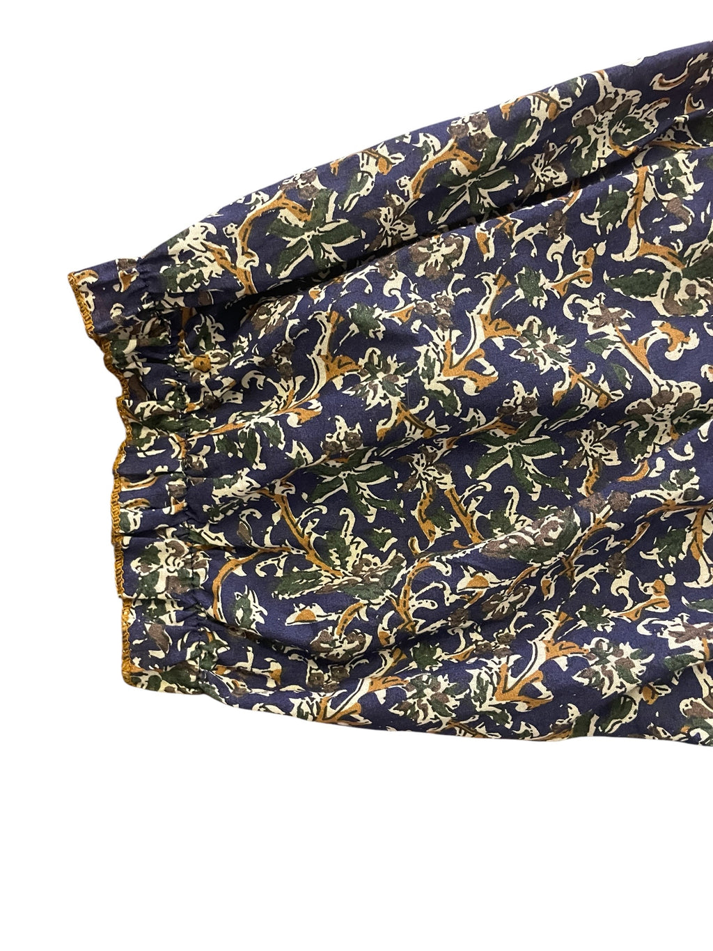 Navy Blue, brown & green print 3/4 sleeve top