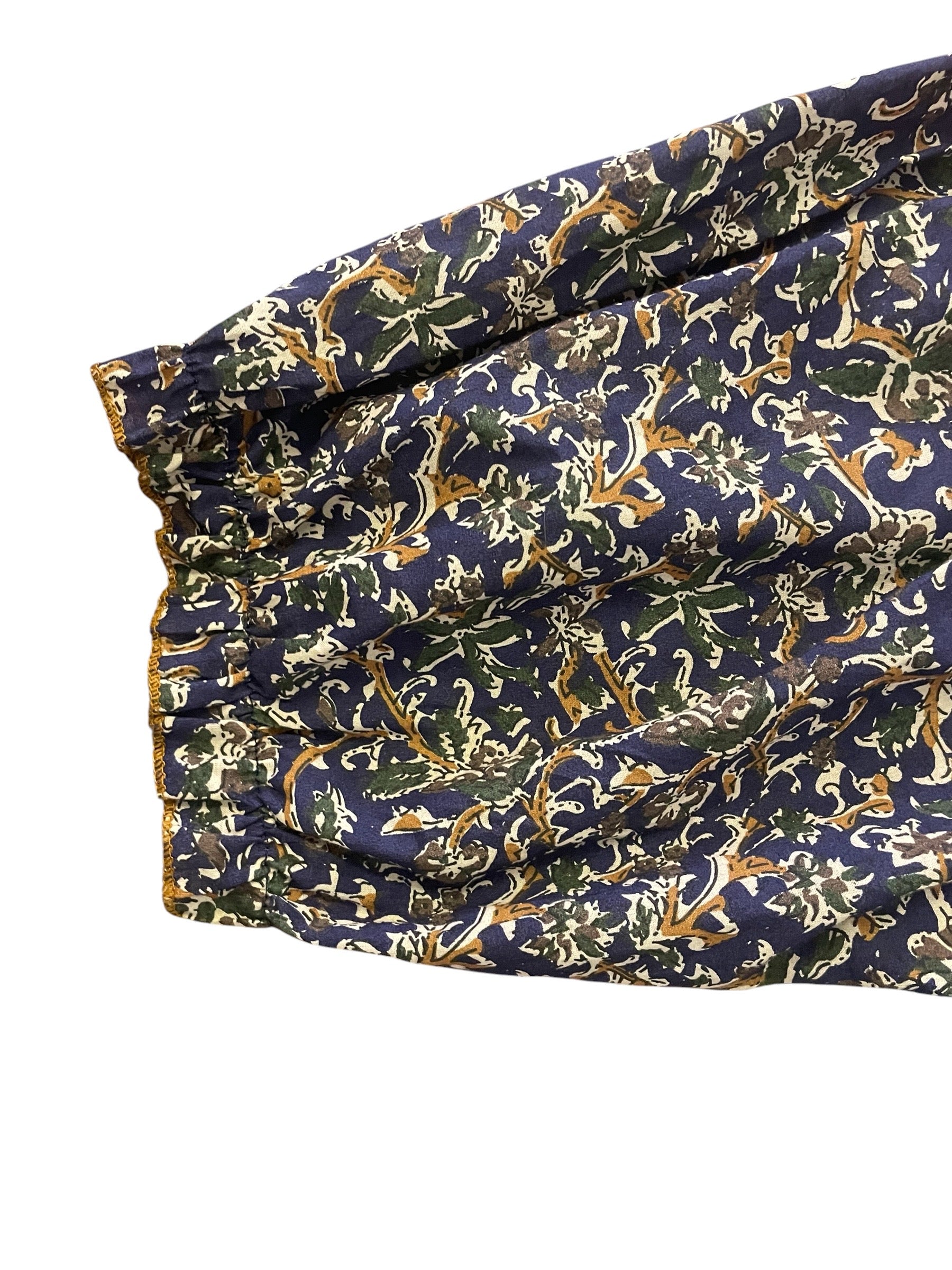 Navy Blue, brown & green print 3/4 sleeve top