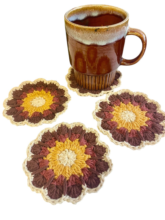 Crochet Retro Flower Coasters
