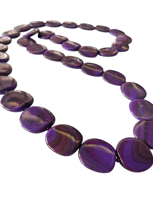 Purple Acrylic Bead Long Necklace