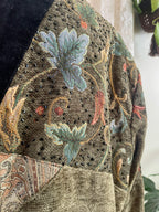 Vintage 90s Indigo Moon Star Patchwork Jacket – Velvet Tapestry Tie Front - Sz L