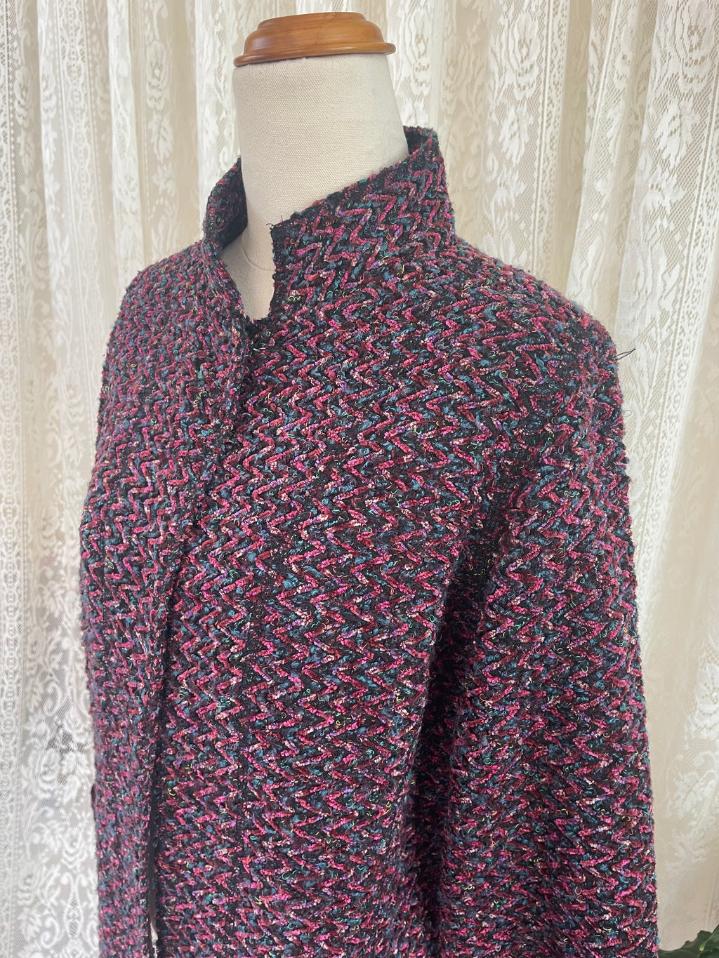 Purple Tone Chevron Tweed Blazer