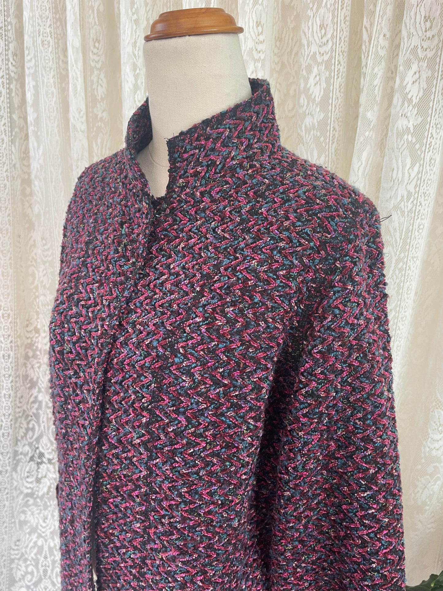 Purple Tone Chevron Tweed Blazer