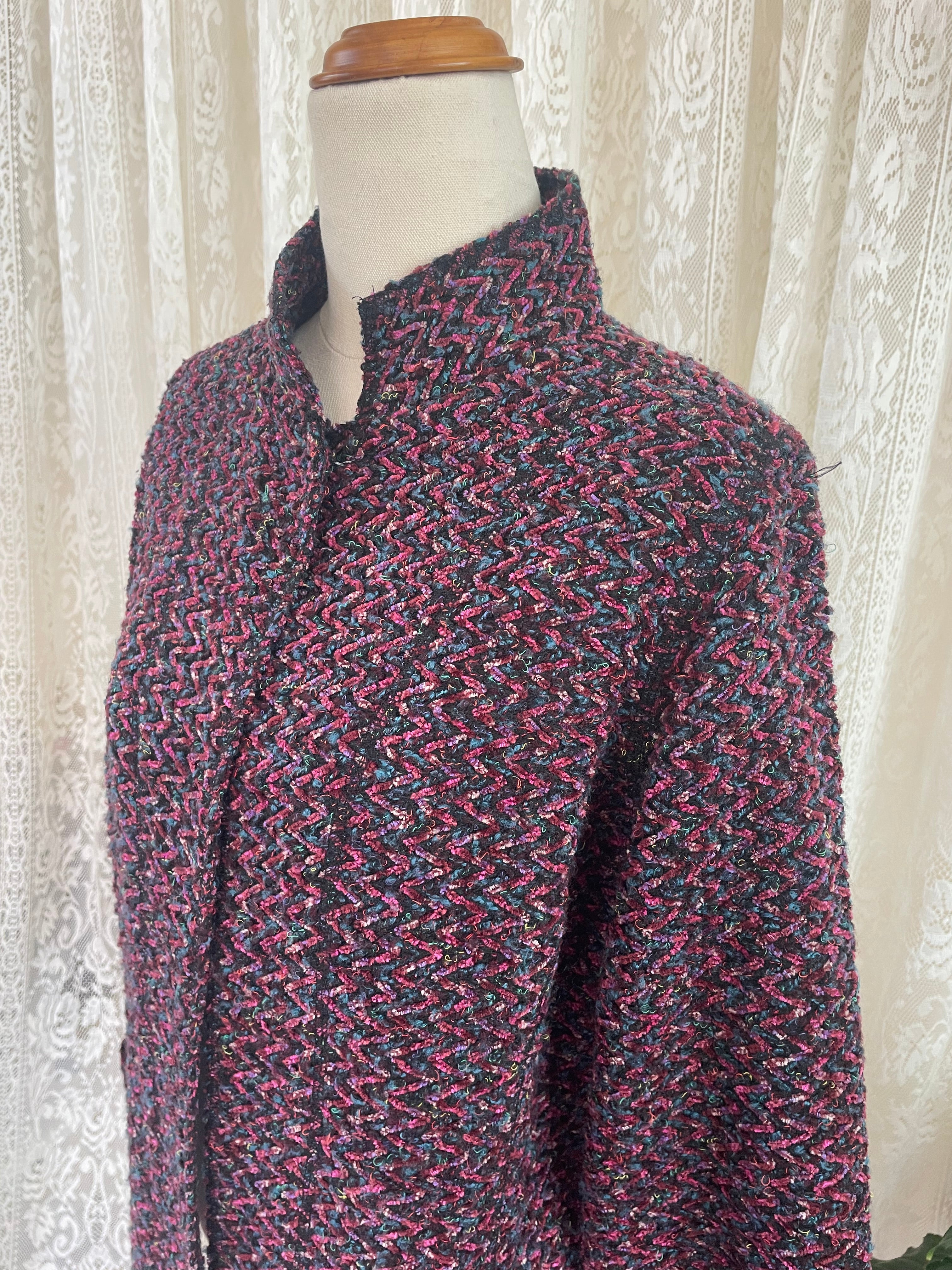 Purple Tone Chevron Tweed Blazer