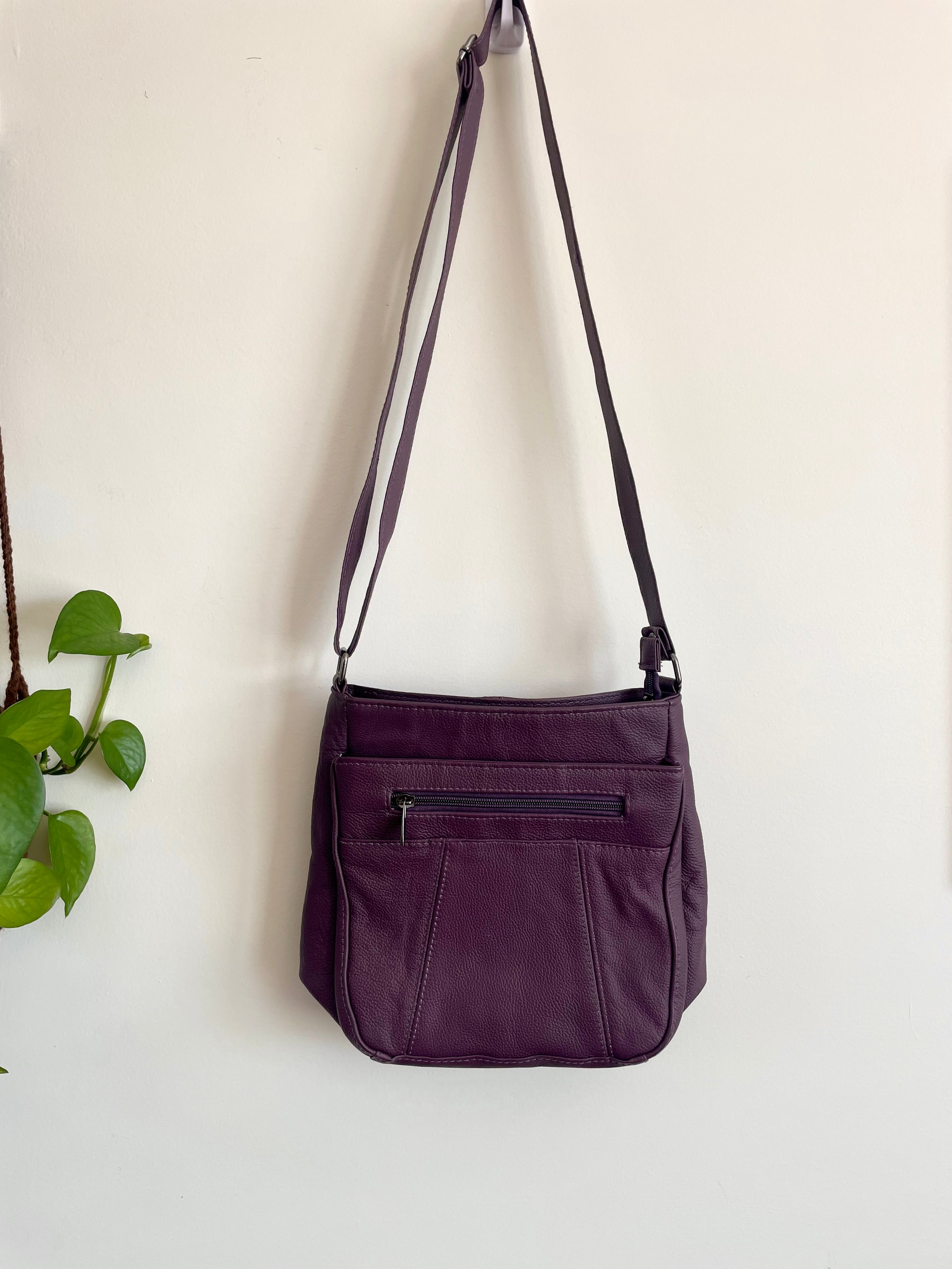 Purple Faux Leather Saddle Shoulder Bag